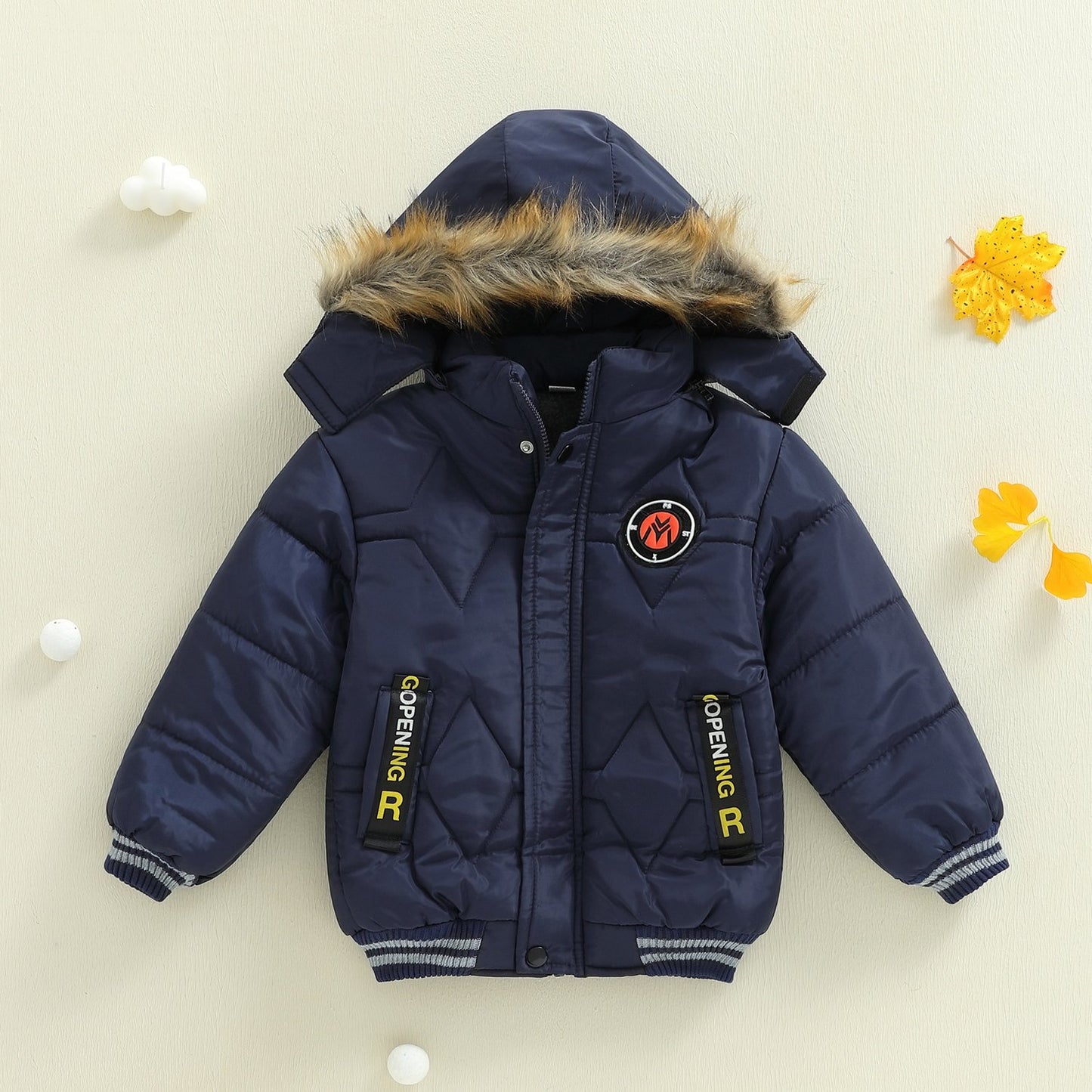 Boys' Thick Insulated Hooded Jacket