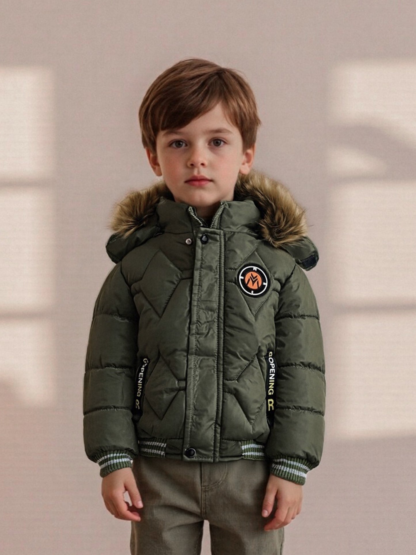 Boys' Thick Insulated Hooded Jacket