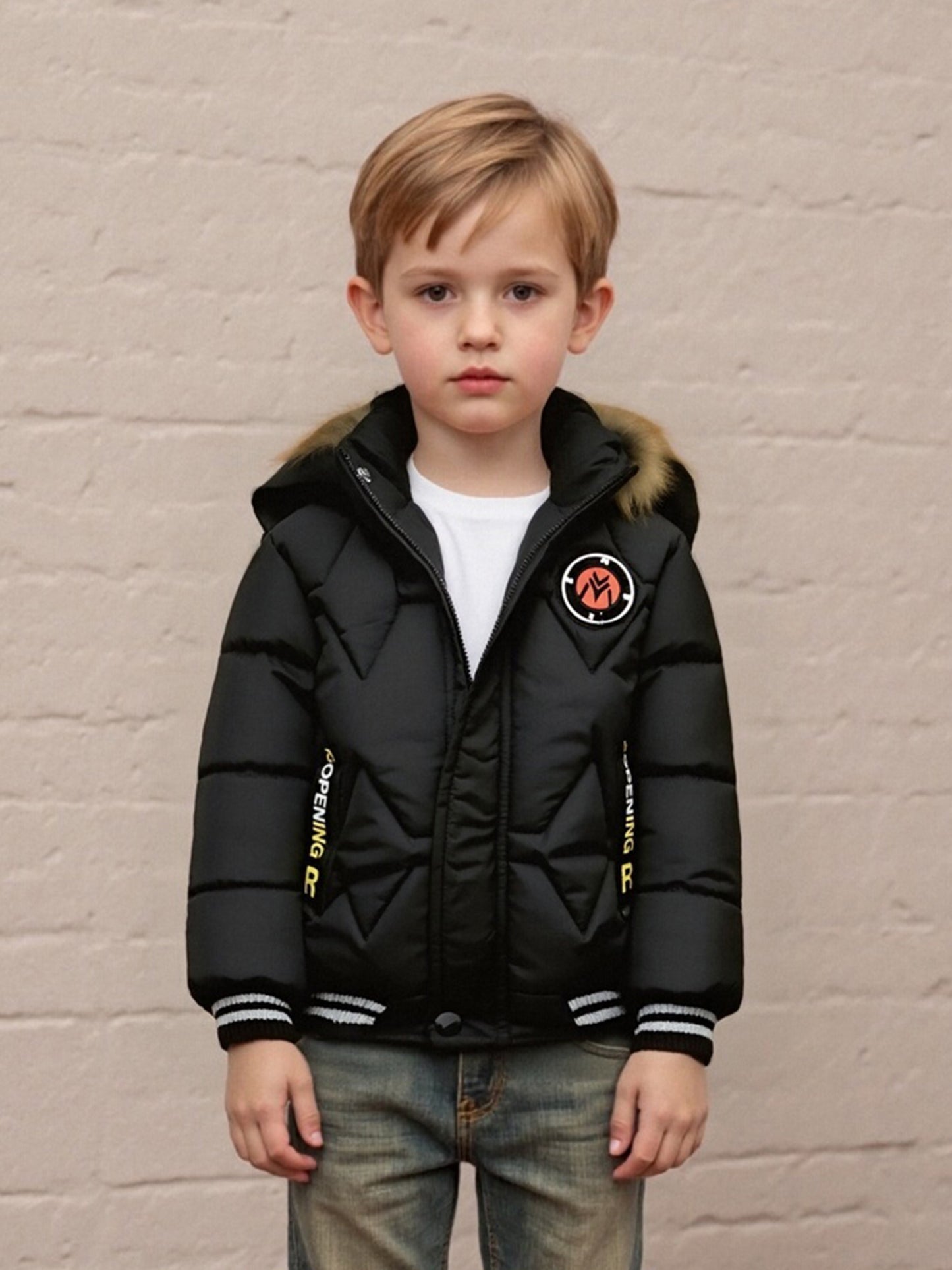 Boys' Thick Insulated Hooded Jacket