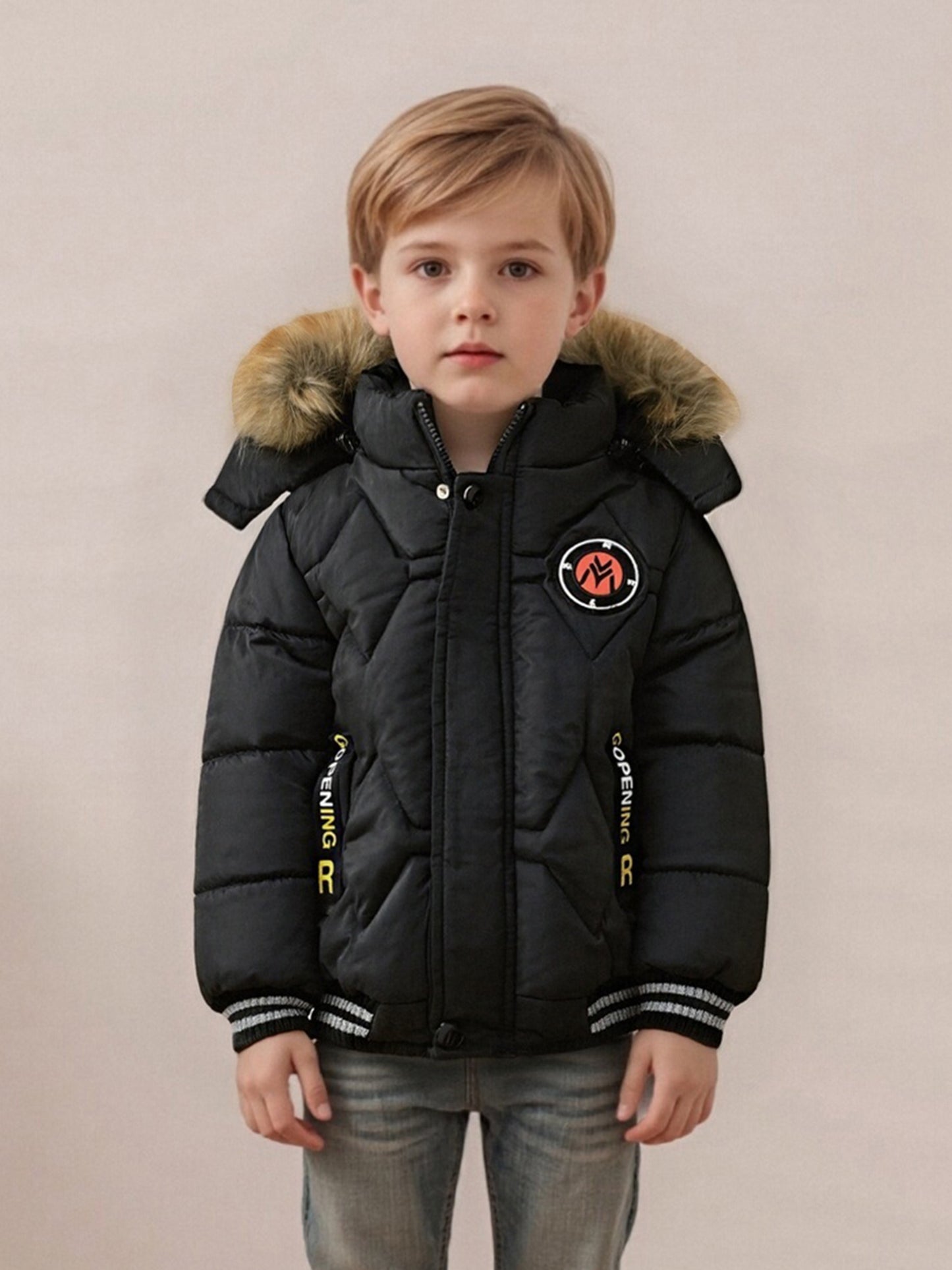 Boys' Thick Insulated Hooded Jacket