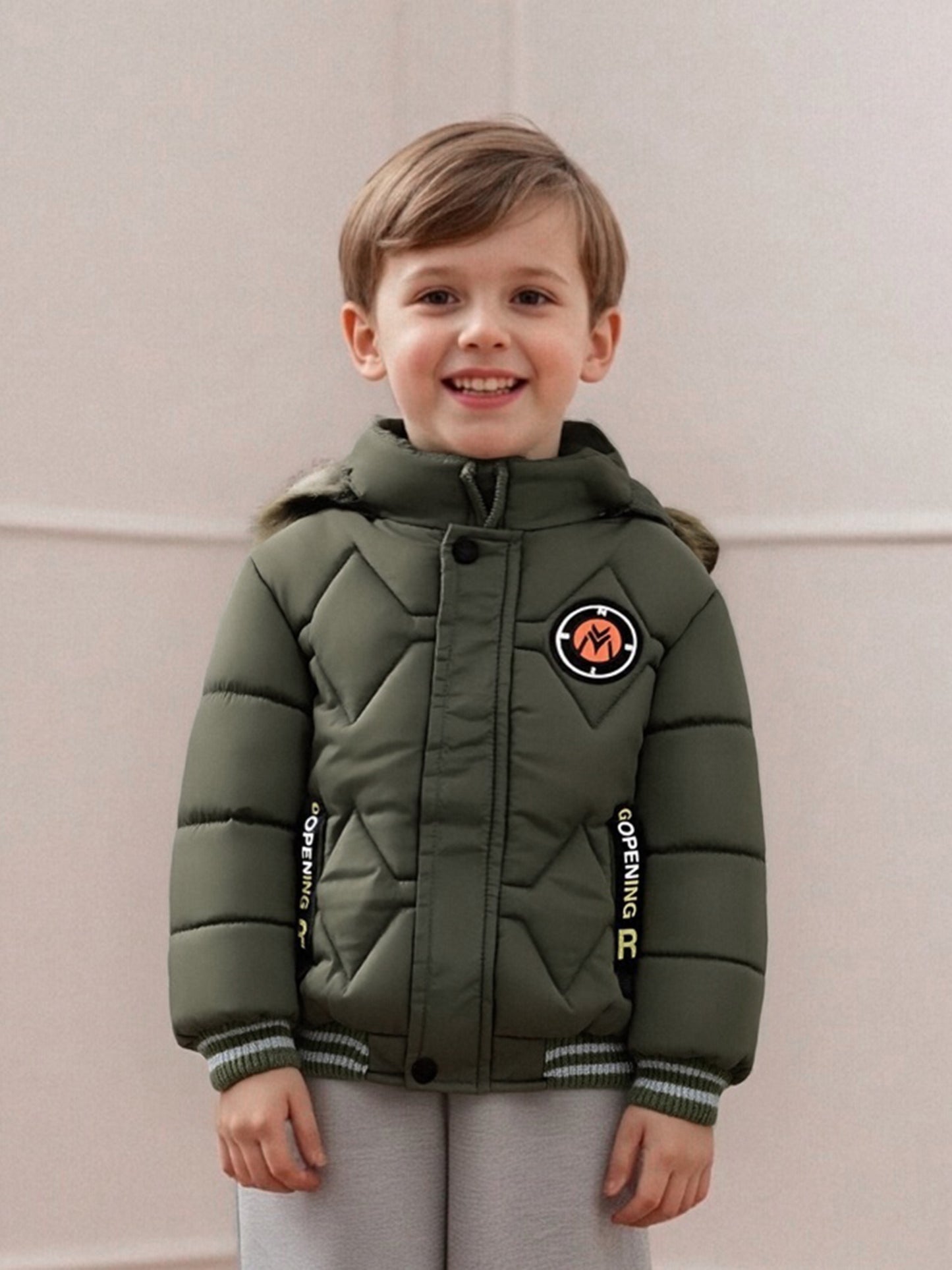 Boys' Thick Insulated Hooded Jacket
