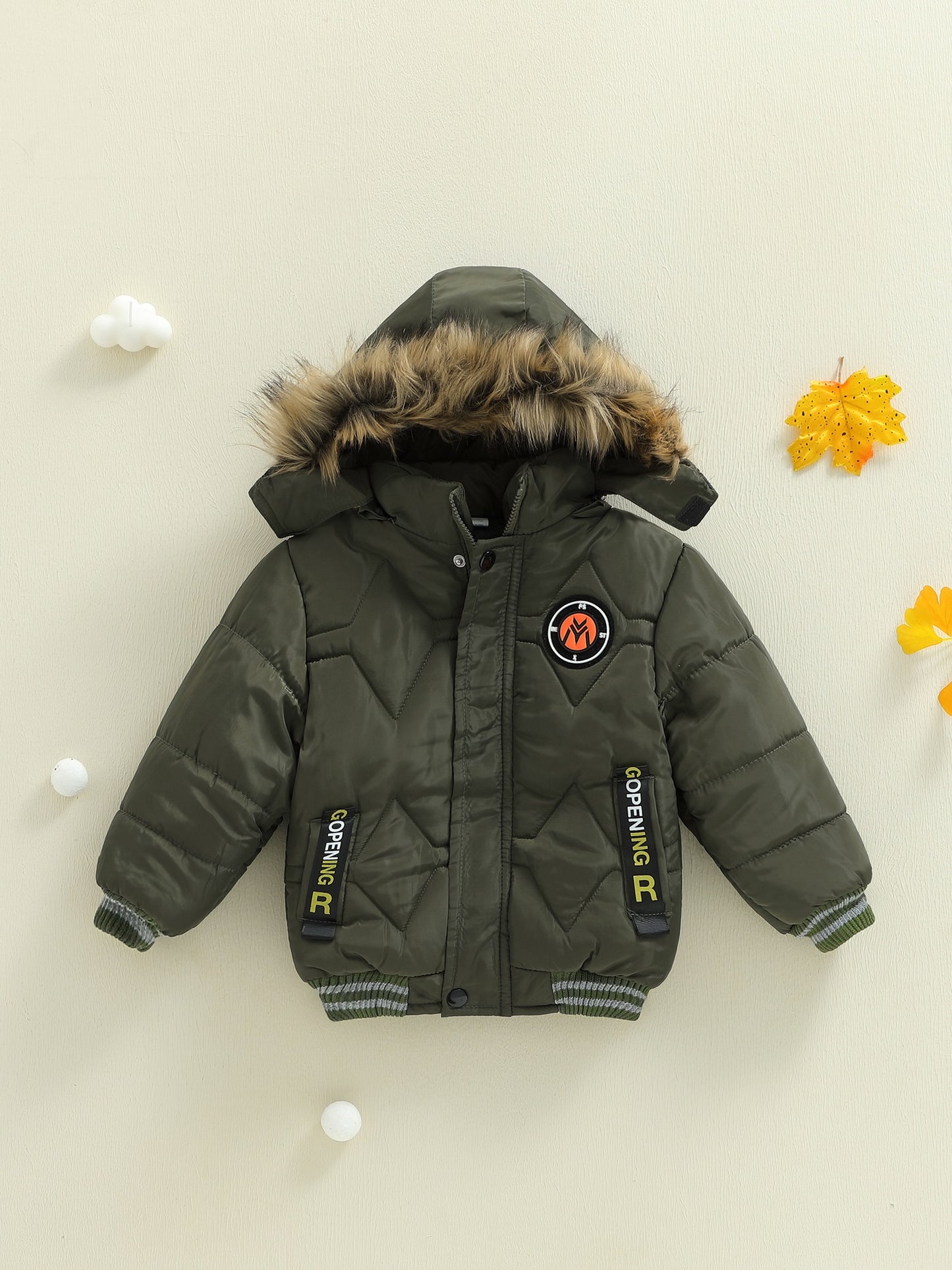 Boys' Thick Insulated Hooded Jacket