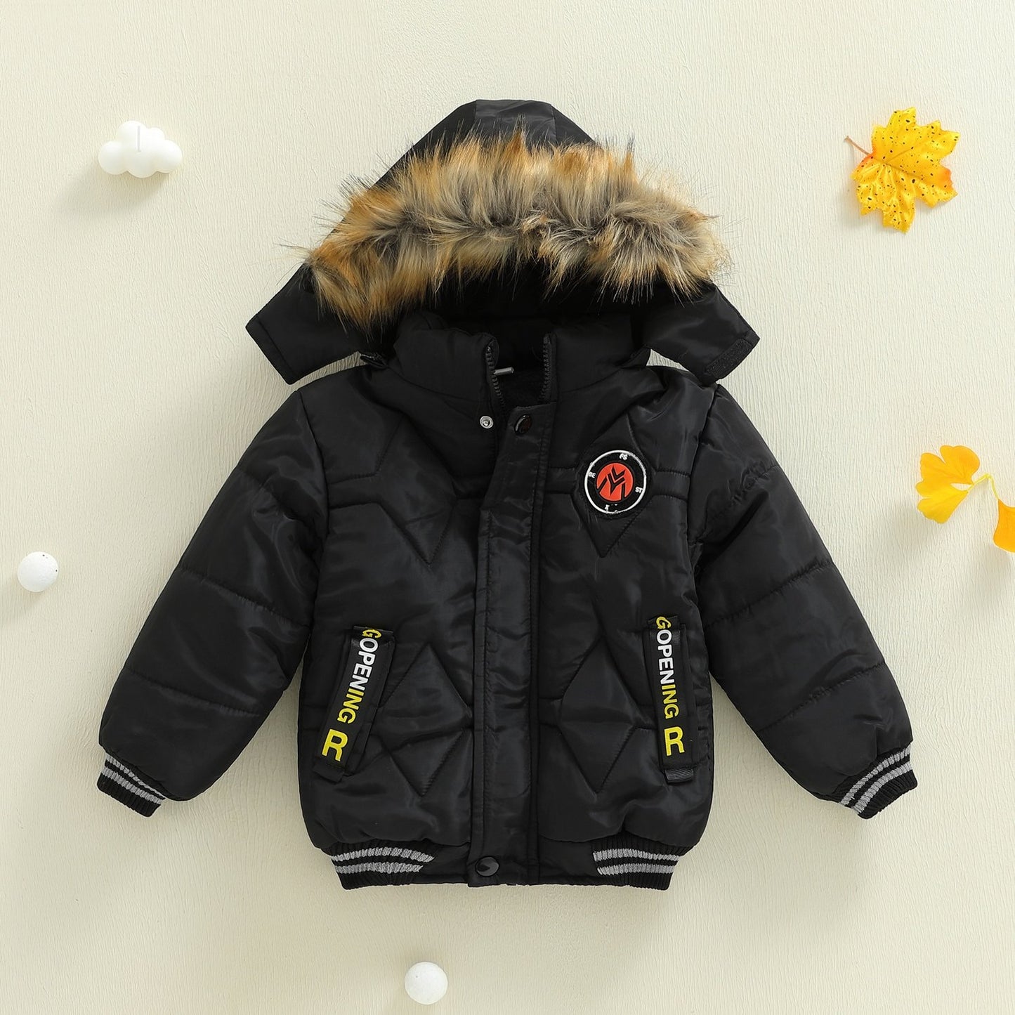 Boys' Thick Insulated Hooded Jacket