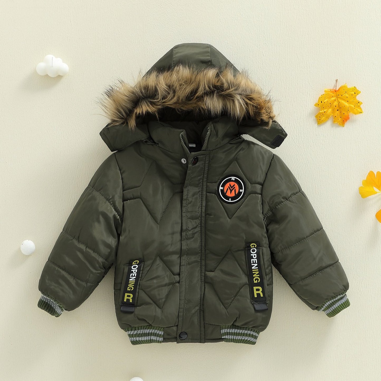 Boys' Thick Insulated Hooded Jacket