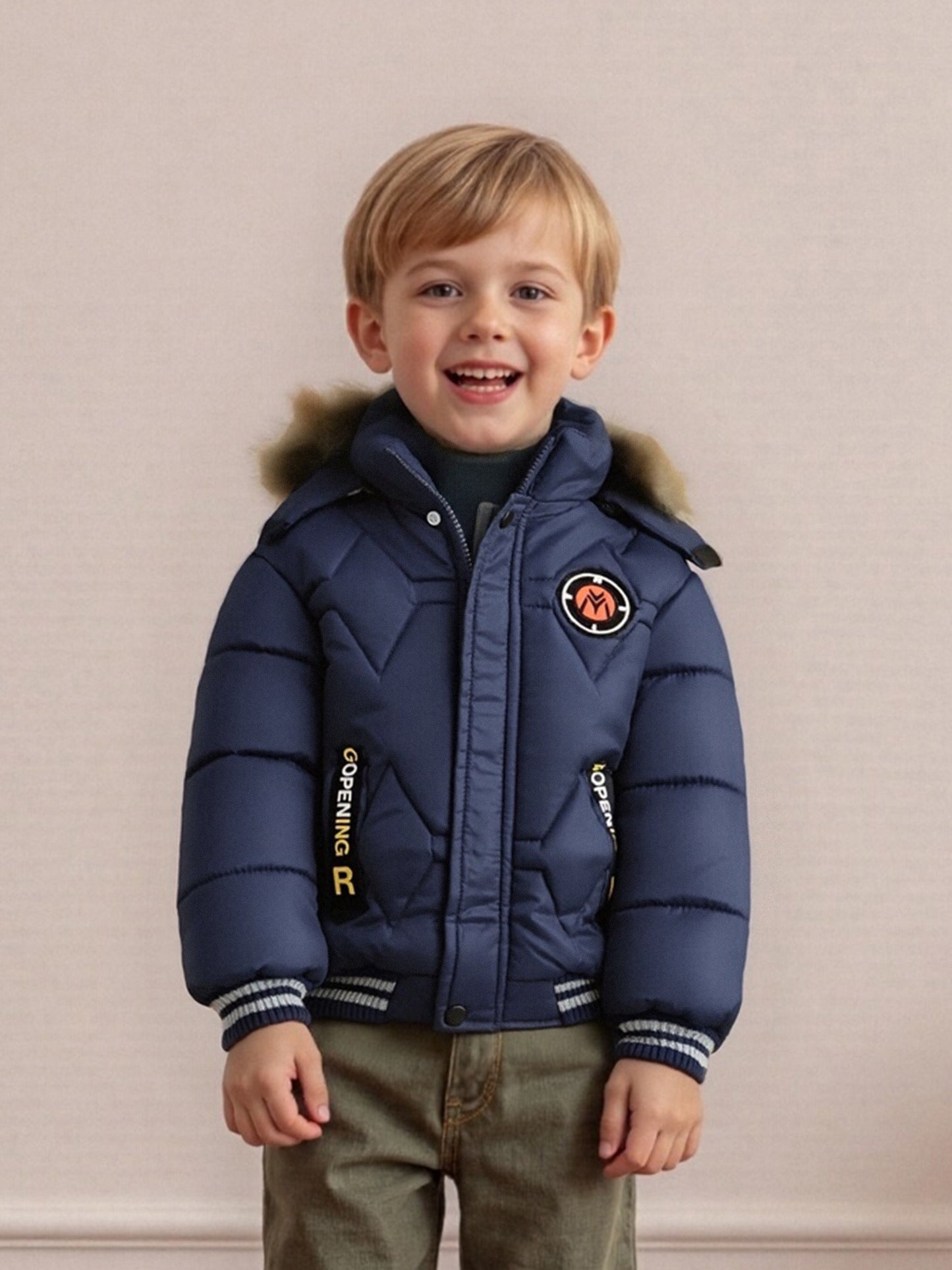 Boys' Thick Insulated Hooded Jacket